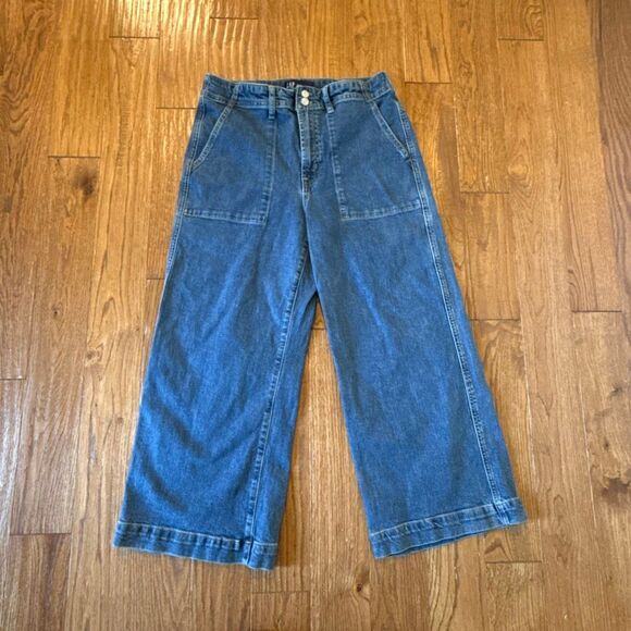 Gap High-rise wide leg crop jeans size 10short - Picture 2 of 10